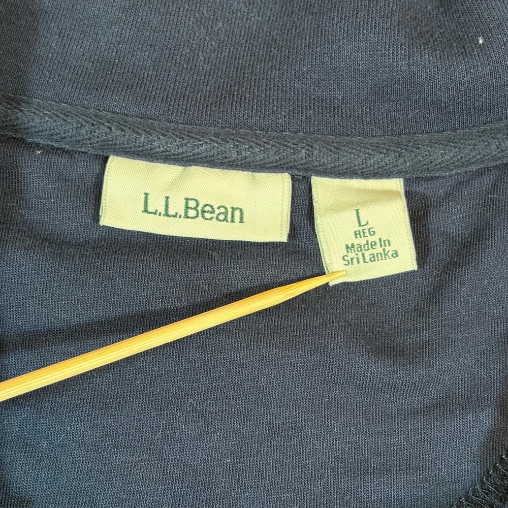 LL Bean Womens Quilted Quarter Zip Pullover Sweatshirt Navy Blue Large 502745 - Picture 9 of 12